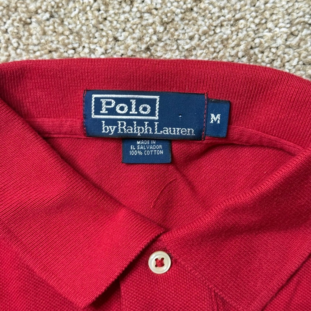 Polo Ralph Lauren Polo Shirt Mens Medium Red Short Sleeve Embroidered Pony Logo - Picture 3 of 6
